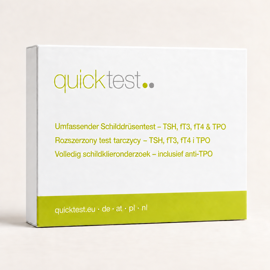 Sköldkörteltest Stor – TSH, fT3, fT4 & TPO – förpackning för DE, AT, PL och NL