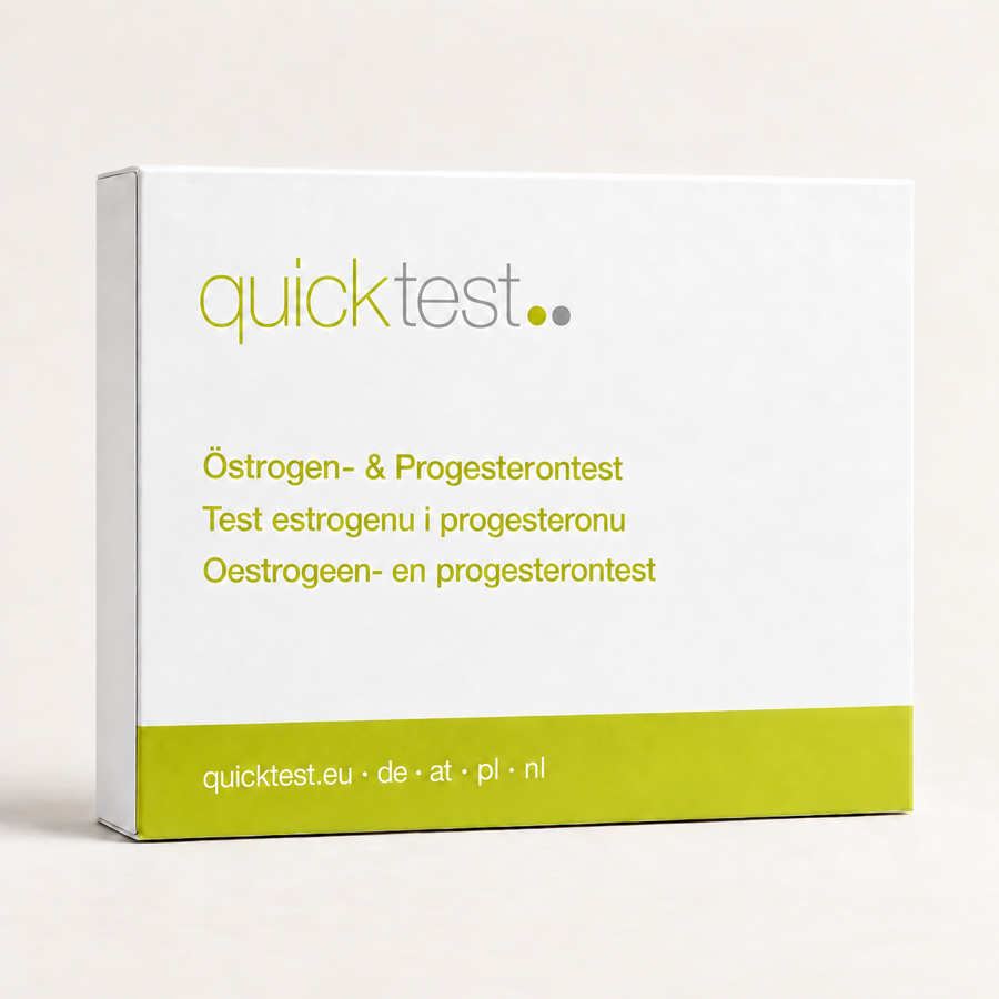 Östrogen- & Progesterontest – förpackning för DE, AT, PL och NL
