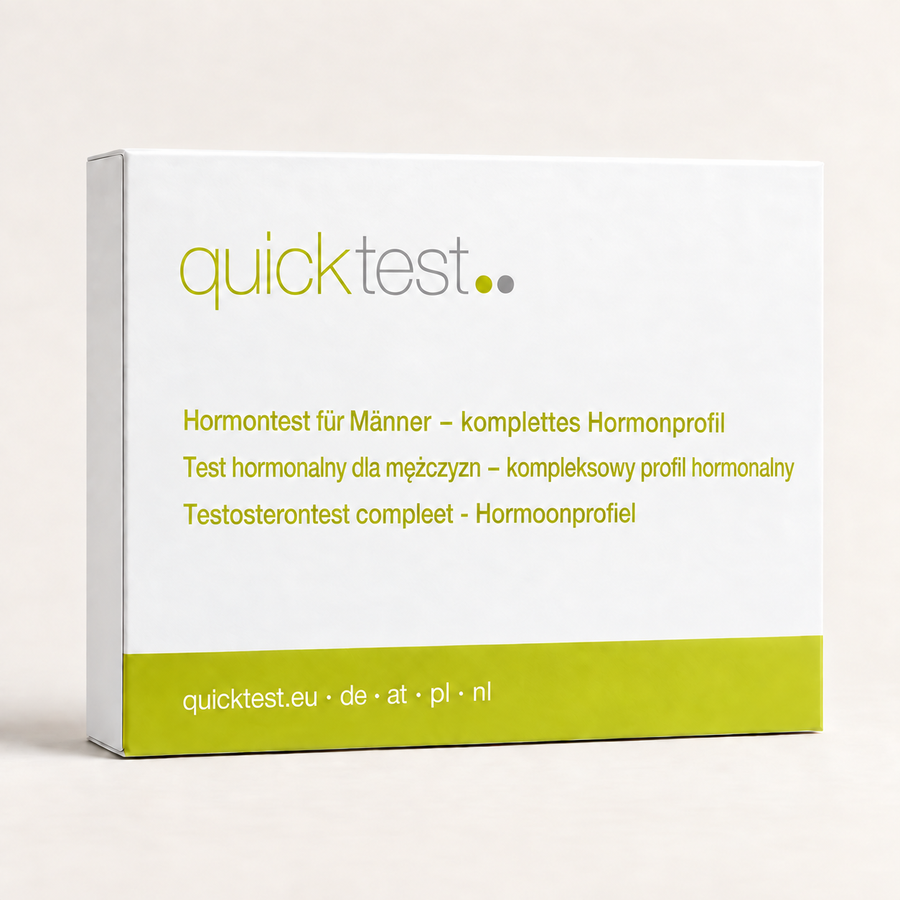 Hormontest för män – Komplett hormonprofil – förpackning för DE, AT, PL och NL