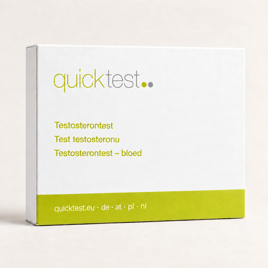 Testosterontest – förpackning för DE, AT, PL och NL