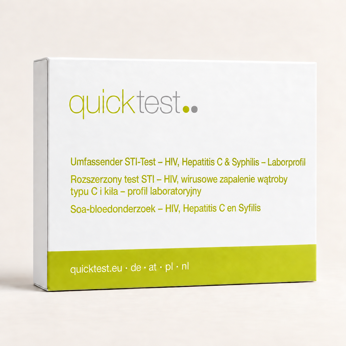 Quicktest Könssjukdomstest Stor – HIV, hepatit C & syfilis – Labbprofil – förpackning för labbtest hemma