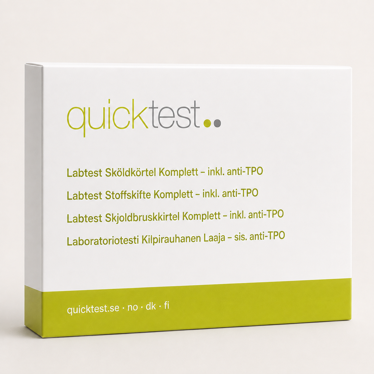 Test thyroïdien (TSH, T3 libre, T4 libre et TPO) – Test Quicktest, conditionnement