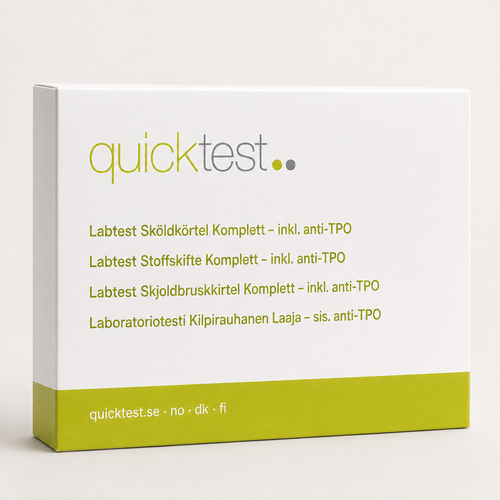 Test thyroïdien (TSH, T3 libre, T4 libre et TPO) – Test Quicktest, conditionnement