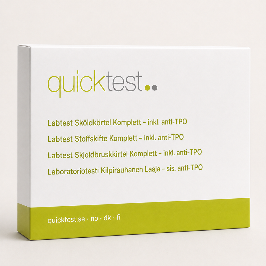 Test thyroïdien (TSH, T3 libre, T4 libre et TPO) – Test Quicktest, conditionnement