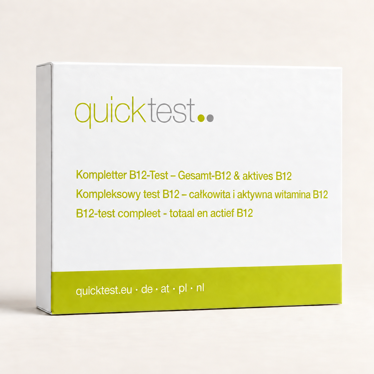 Quicktest B12-test Komplett – totalt & aktivt B12 – förpackning för labbtest hemma