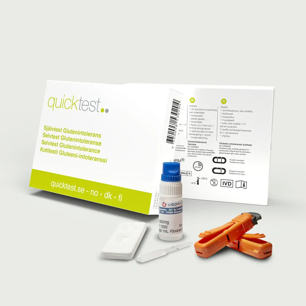 Glutentest – Självtest i 3-i-1 Paket – Allergi, gluten & magsår från Quicktest