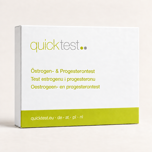 Quicktest Östrogen- & Progesterontest – förpackning för labbtest hemma